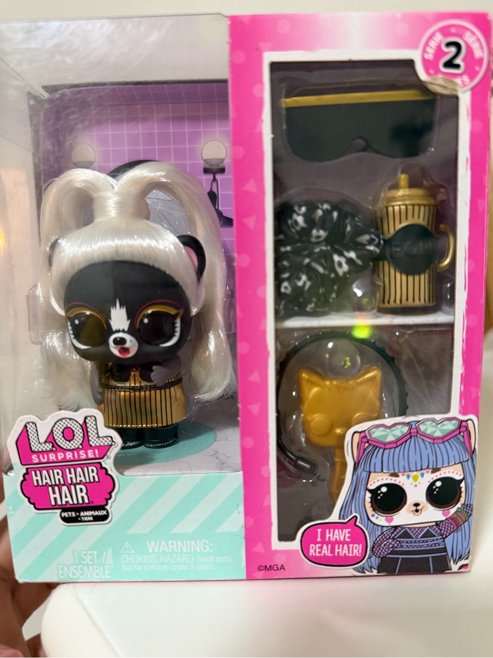 L.O.L. Surprise! Black and White Pet Doll with Gold Accessories